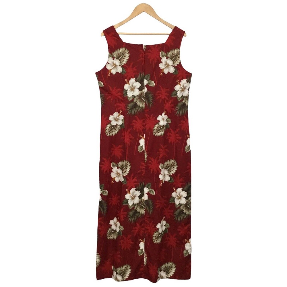 New Pacific Legend Tropical Hibiscus Monstera Hawaiian Tank Maxi Dress Red XL - Picture 5 of 11